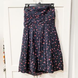 City Triangles Strapless Navy Floral Print Dress